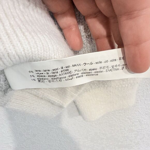 Zara Wool Blend Textured Patchwork Sweater Crew Neck Size Medium Pullover Knit - Picture 7 of 10